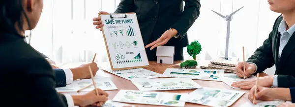 Eco Business Bedrijf Vergadering Met Groep Van Zakenmensen Planning Strategie — Stockfoto