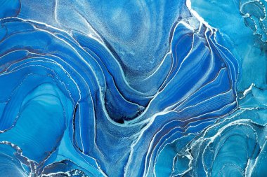 Mermer mürekkep soyut sanatının orijinal resmi. Örnek bir orjinal tablodan yüksek çözünürlüklü fotoğraf. Karargah kağıt dokusuna pürüzsüz mermer desen oluşturmak için soyut resim yapıldı.