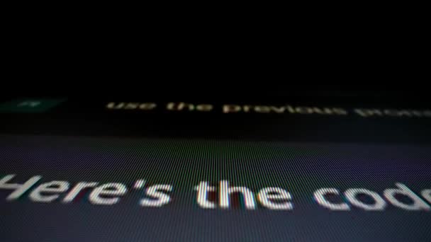 Primer Plano Movimiento Macro Secuencia Comandos Codificación Que Mueve Través — Vídeo de stock