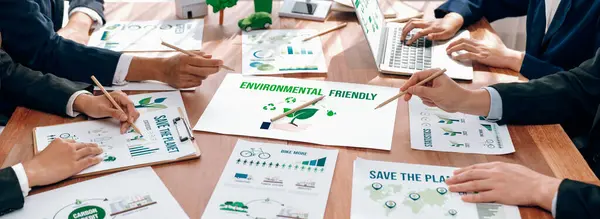 Spotkanie Firmy Ekologicznej Grupą Biznesmenów Planujących Strategię Oraz Dyskusja Temat — Zdjęcie stockowe
