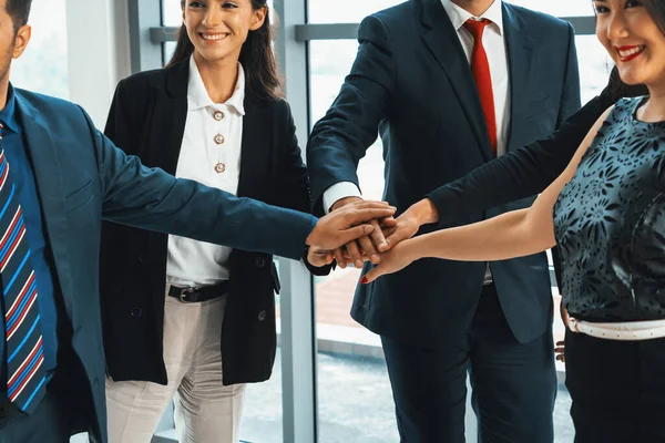 Many Happy Business People Join Hands Together Joy Success Company — Stock Photo, Image