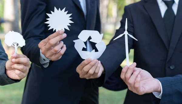 Business People Holding Eco Alternative Energy Recycle Icon Csr Corporate — Stock Photo, Image