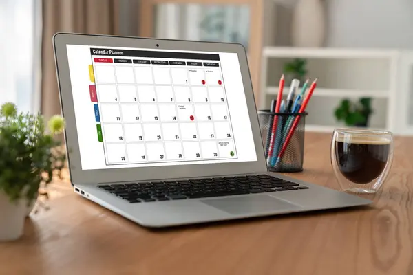Calendario Aplicación Software Computadora Para Planificación Del Horario Modish Para — Foto de Stock