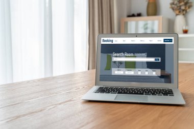 Çevrimiçi otel konaklama rezervasyon sitesi mod rezervasyon sistemi sağlar. Seyahat teknolojisi kavramı .