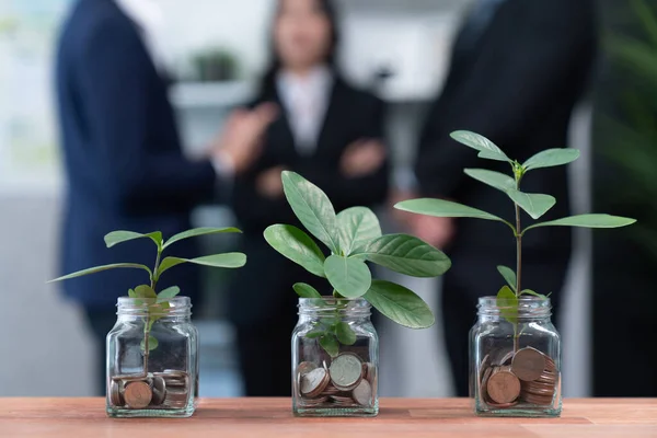 Investitionskonzept Für Organisches Geldwachstum Durch Geldeinsparungen Glas Finanzanlagen Die Einklang — Stockfoto