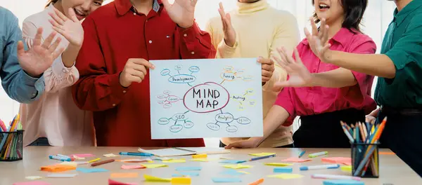 Cropped Image Successful Business Group Presents Marketing Strategy Using Mind — Stock Photo, Image