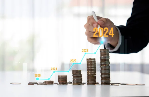Growth Coin Stack Symbolizing Business Investment Economic Growth Business People — Stock Photo, Image