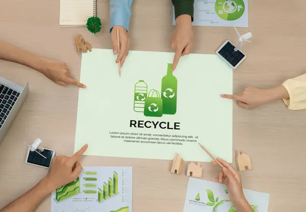 Recycler Les Emballages Placés Sur Une Table Réunion Lors Une — Photo