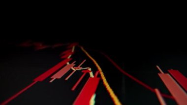 LED ekranda kapanış makro çekim hareketi, düşen borsa grafiği ekonomik krizi, azalan eğilim kırmızı düşüş göstergesi ve kar kaybı. Finansal kriz piyasa dengesizliğine yol açtı.