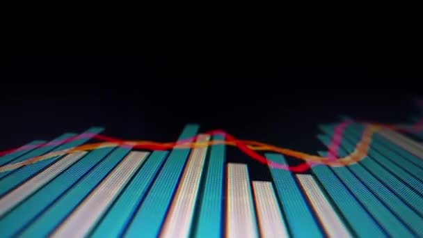 Primo Piano Macro Shot Movimento Del Grafico Stock Visualizzato Sullo — Video Stock