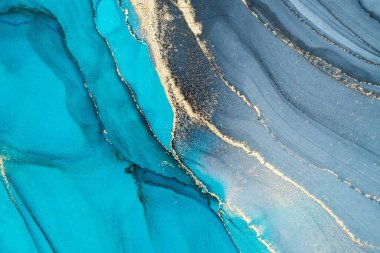 Mermer mürekkep soyut sanatının orijinal resmi. Örnek bir orjinal tablodan yüksek çözünürlüklü fotoğraf. Karargah kağıt dokusuna pürüzsüz mermer desen oluşturmak için soyut resim yapıldı.