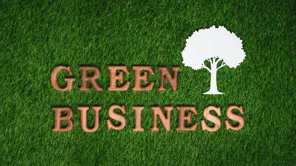 Arranged message in Green Business with tree icon as concept of eco corporate effort to commitment to CSR or corporate social responsible concept for environmentally sustainable. Gyre