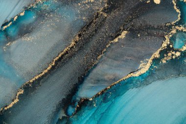 Mermer mürekkep soyut sanatının orijinal resmi. Örnek bir orjinal tablodan yüksek çözünürlüklü fotoğraf. Karargah kağıt dokusuna pürüzsüz mermer desen oluşturmak için soyut resim yapıldı.