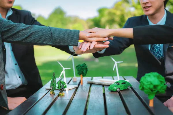 Business People Join Hand Together Teamwork Unity Outdoor Business Meeting — Stock Photo, Image