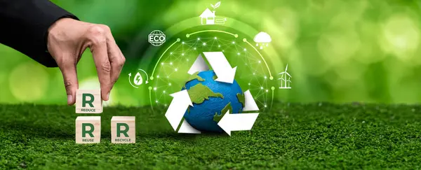 Eco friendly green business company commitment to RRR practices for environmental sustainability with clean and recycled waste management for environment protection. Panorama Reliance