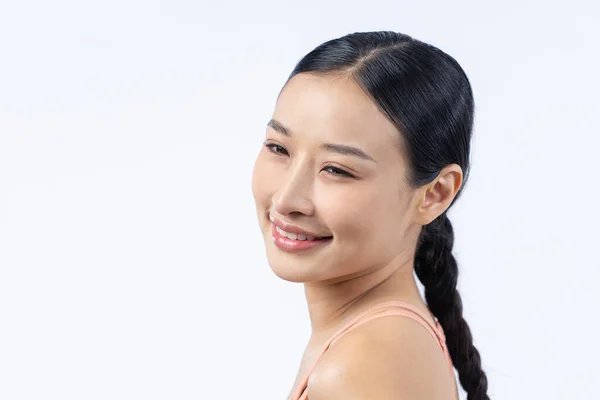 Femme Asiatique Tenue Sport Portrait Sourire Poser Geste Joyeux Entraînement — Photo