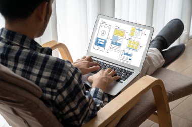 Model mobil uygulama ve web sitesi için UX UI tasarım süreci. Profesyonel uygulama geliştiricisi için kablo grafiğinin yaratıcı prototipi .