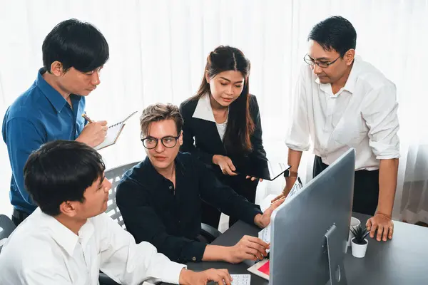 Group Diverse Office Worker Employee Working Together Strategic Business Marketing — Stock Photo, Image