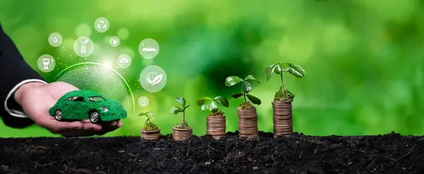 Μεγαλώνοντας Χρήματα Στοίβα Νομισμάτων Τον Επιχειρηματικό Επενδυτή Επενδύσει Βιώσιμη Και — Φωτογραφία Αρχείου