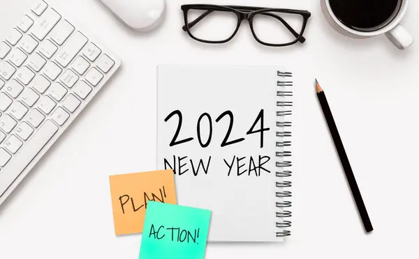 2024 Happy New Year Resolution Goal List Planans Setting Business — Stock fotografie