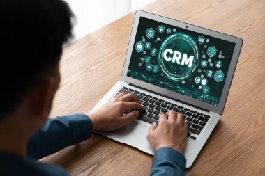 CRM işletme ve işletme için modern bilgisayarda müşteri ilişkileri yönetim sistemi