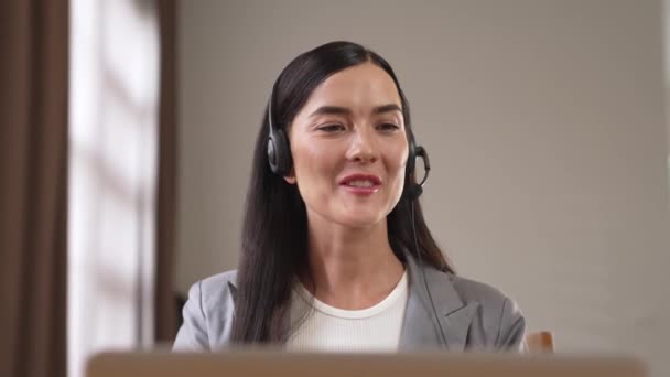 Operadora Call Center Feminino Equipe Help Desk Atendimento Cliente Que — Vídeo de Stock