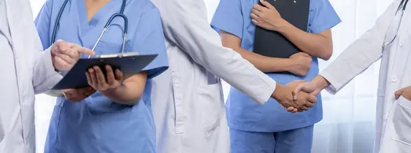 Group Medical Staff Doctor Nurse Healthcare Specialist Profession Handshaking Hospital — Stock Photo, Image