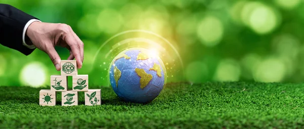 Corporate Commitment Esg Csr Reduce Carbon Emission Adopting Eco Friendly — Stock Photo, Image