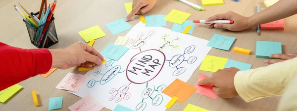Professional Startup Group Share Creative Marketing Idea Using Mind Map — Stock Photo, Image