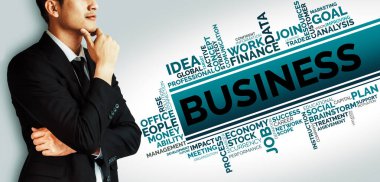 Ticaret Finans ve Pazarlama Konsepti. Finansal analiz, insan yönetimi, hedef hedef hedef hedef, iş planlaması ve borsa verileriyle ilgili anahtar sözcük bulutları. uds
