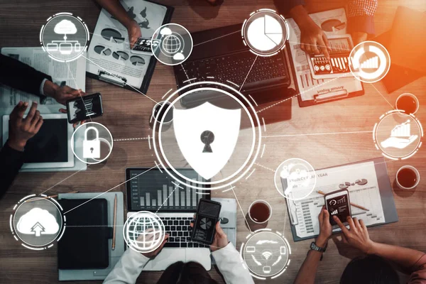 Cyber Security Digital Data Protection Concept Inglés Interfaz Icono Que — Foto de Stock