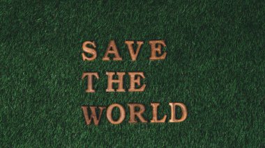 Dünya Günü konsept gösterisi mesajı için biyofilik yeşil arka planda Dünya 'yı Kurtarın kampanyası düzenlendi. Sürdürülebilir ve daha yeşil bir gelecek için çevresel sosyal yönetim kavramı.
