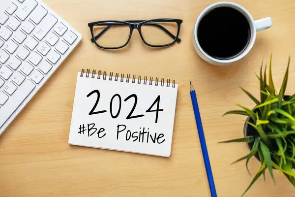 2024 Happy New Year Resolution Goal List Plans Setting Schreibtisch — Stockfoto
