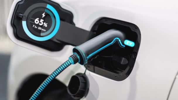 Eco Friendly Car Recharging Charging Station Feature Futuristic Hologram Display — Stock Video
