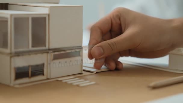 건축가 청사진 통치자 하우스 모델을 엔지니어 닫습니다 적이고 직업적인 디자인 — 비디오