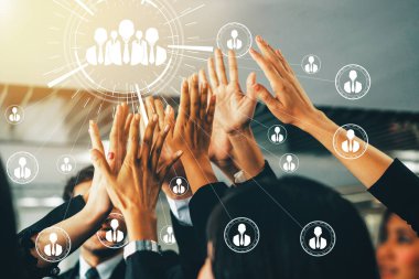 İnsan Kaynakları İşe Alma ve İnsan Ağı Konsepti. Modern grafik arayüzü profesyonel eleman alımını ve personel arayışını gösteriyor. uds