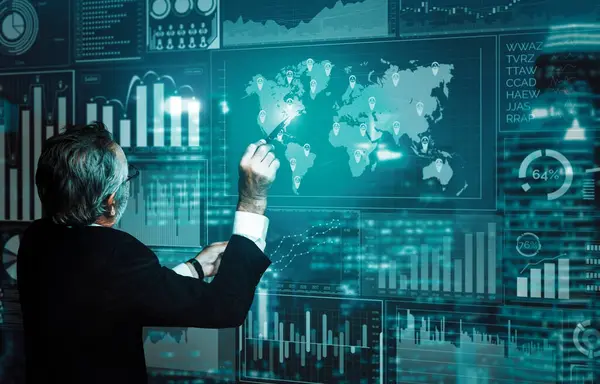 Data Analysis Business Finance Concept Interface Showing Future Computer Technology — Stock Photo, Image