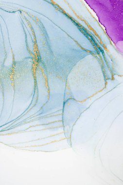 Mermer mürekkep soyut sanatının orijinal resmi. Örnek bir orjinal tablodan yüksek çözünürlüklü fotoğraf. Karargah kağıt dokusuna pürüzsüz mermer desen oluşturmak için soyut resim yapıldı.