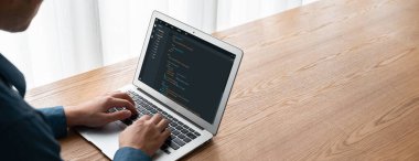 Model uygulama ve program kodlaması için bilgisayar ekranında yazılım geliştirme programlama