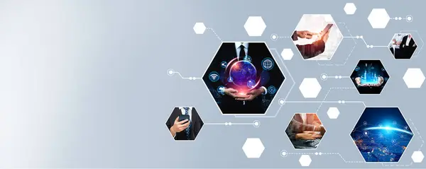 Kommunikationsteknik Smart Anslutning Iot Och Personal Nätverk Teknik Koncept Personer — Stockfoto