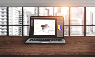 Mimari iş ve profesyonel tasarımcı için mimari tasarım modem yazılım uygulaması