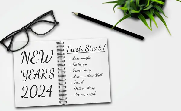 2024 Happy New Year Resolution Goal List Plans Setting Business — Zdjęcie stockowe