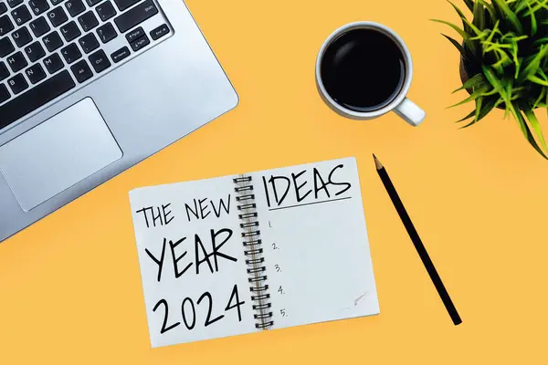 2024 Lista Objetivos Establecimiento Planes Feliz Año Nuevo Escritorio Oficina —  Fotos de Stock
