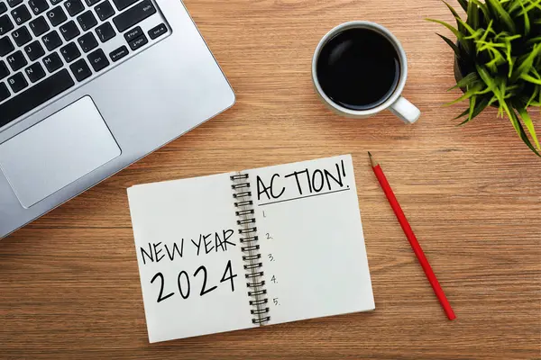 2024 Happy New Year Resolution Goal List Planans Setting Business — Stock fotografie