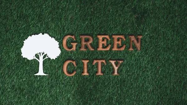 Ekologiczna Kampania Uświadamiająca Prezentuje Przesłanie Zorganizowane Green City Temat Biofili — Zdjęcie stockowe