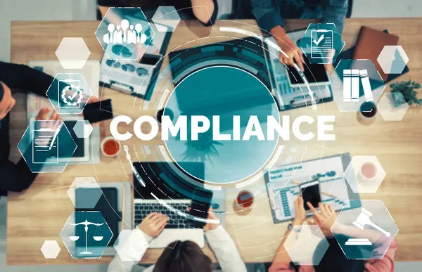 Compliance Rule Law Regulation Graphic Interface Business Quality Policy Planning — Stock fotografie