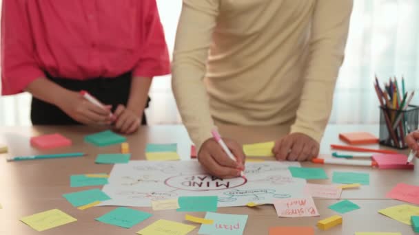 Slow Motion Main Gros Plan Démarrage Équipe Employés Remue Méninges — Video