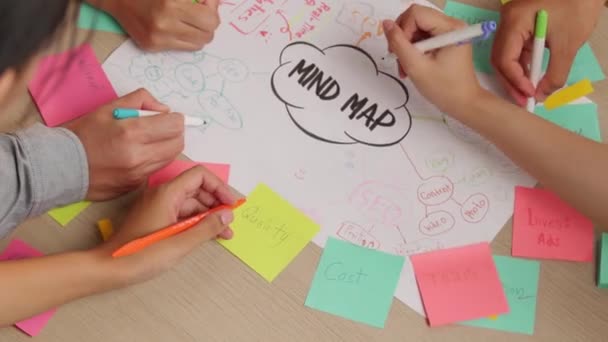 Mão Perto Equipe Funcionários Inicialização Brainstorming Plano Marketing Estratégico Fazer — Vídeo de Stock