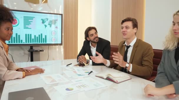 Diverse Office Worker Employee Working Brainstorm Strategic Business Marketing Planning — Stock Video