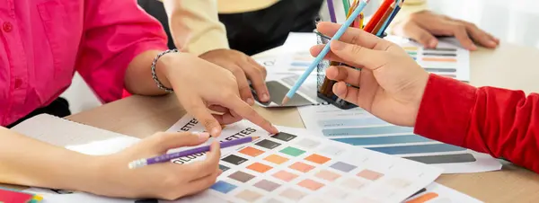 Creative Interior Designer Brainstorming Color Material Group Architect Designer Choose — Stock Photo, Image